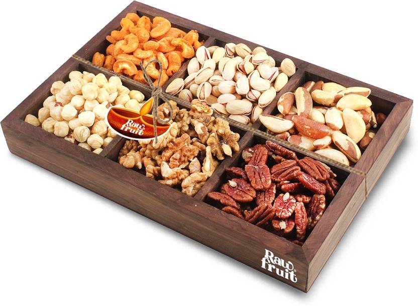HyperFoods RawFruit Premium 6 Dry Fruit Combo Dark Wood Gift Box