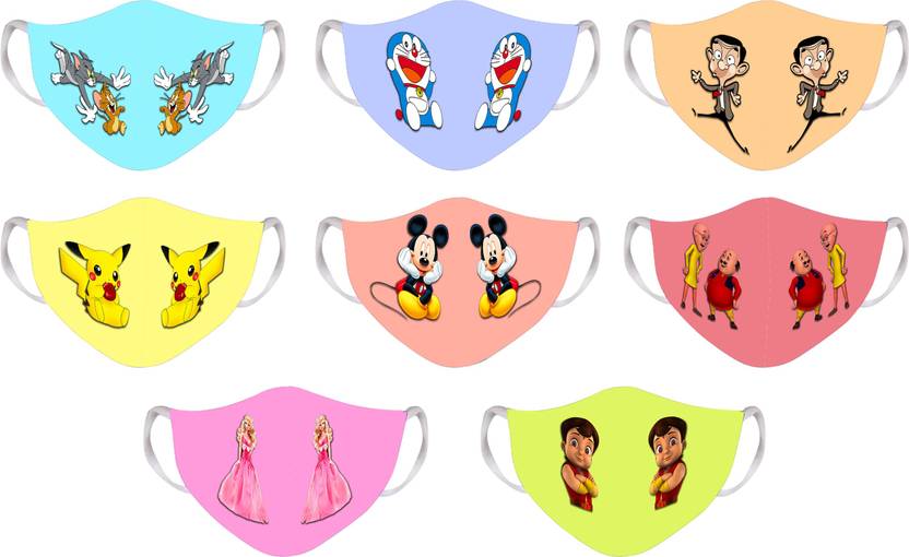 predzthing COTTON MASK KIDS MASK FOR 3 4 5 6 TO 10 YEAR, DIGITAL PRINTED CARTOON DESIGN