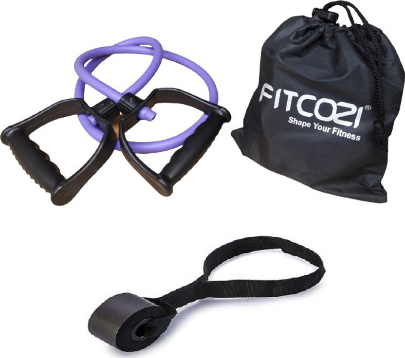Fitcozi Fitcozi Resistance Band with door anchor | Home Gym Workout Exercise Training Resistance Tube(Purple, Black) - Flipkart Deal