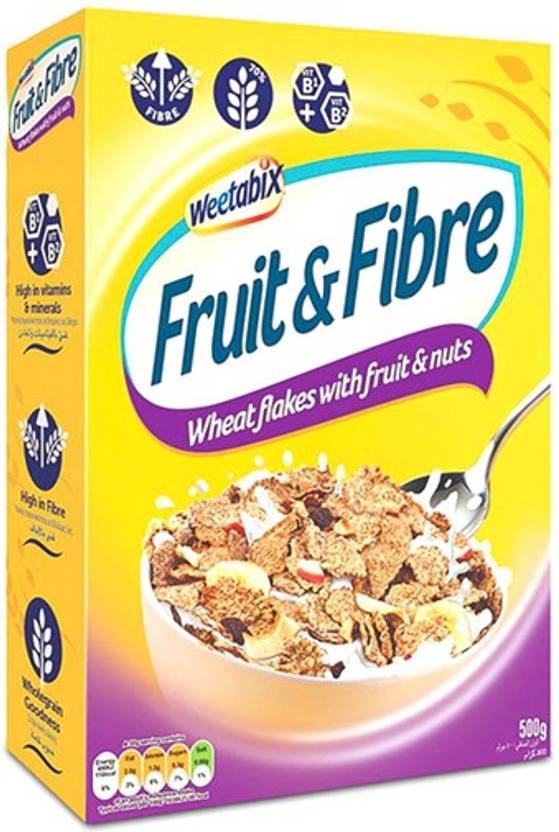 Weetabix Fruit & Fibre Wheat Flakes With Fruit & Nuts,500g Box Price in