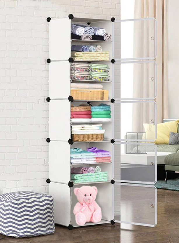 KROOH KROOH Plastic Cloth Almari Wardrobe 5-Door 10-Shelf Plastic Collapsible Wardrobe PP Collapsible Wardrobe(Finish Color - Plastic-Double-10-Layer-White, DIY(Do-It-Yourself)) - Flipkart Deal