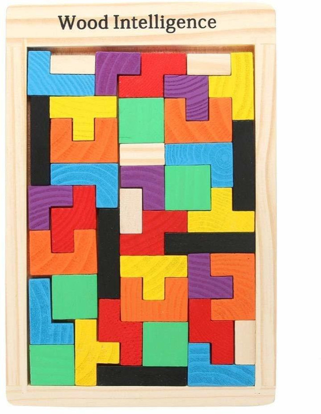 BLACK BIRD Wooden Tetris Russian Block Jigsaw Puzzle Toy (Multicolor)(Multicolor)