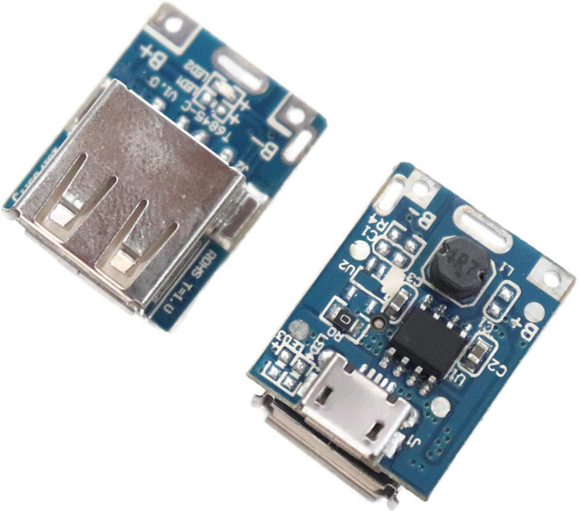 ERHIndia 5V Boost Step Up Power Module Lithium Battery Charging Protection Board LED Indicator USB for DIY Charger (2pcs) Electronic Components Electronic Hobby Kit