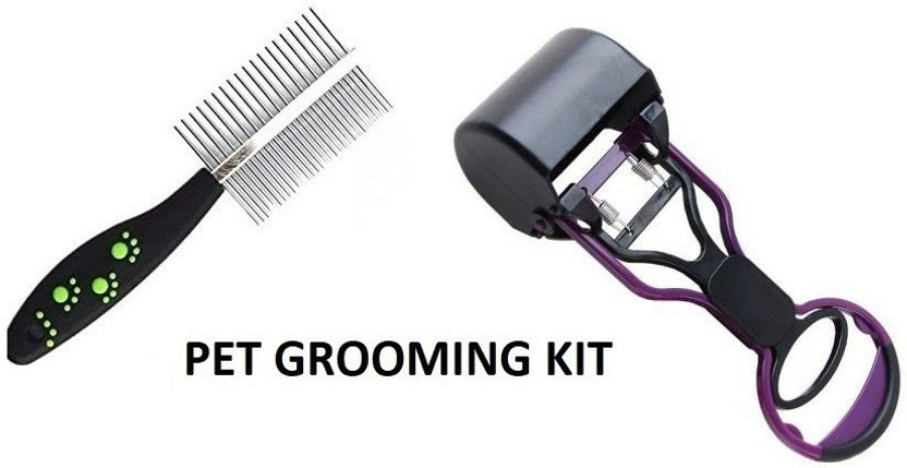 Hachiko Dog Needs Combo Of 2 Imported High Quality Grooming Double Sided Removing Shedding Comb Basic Comb Pet Comb Stainless Steel Pin + Scooper for All Pets Basic Comb for  Dog, Cat, Rabbit, Hamster