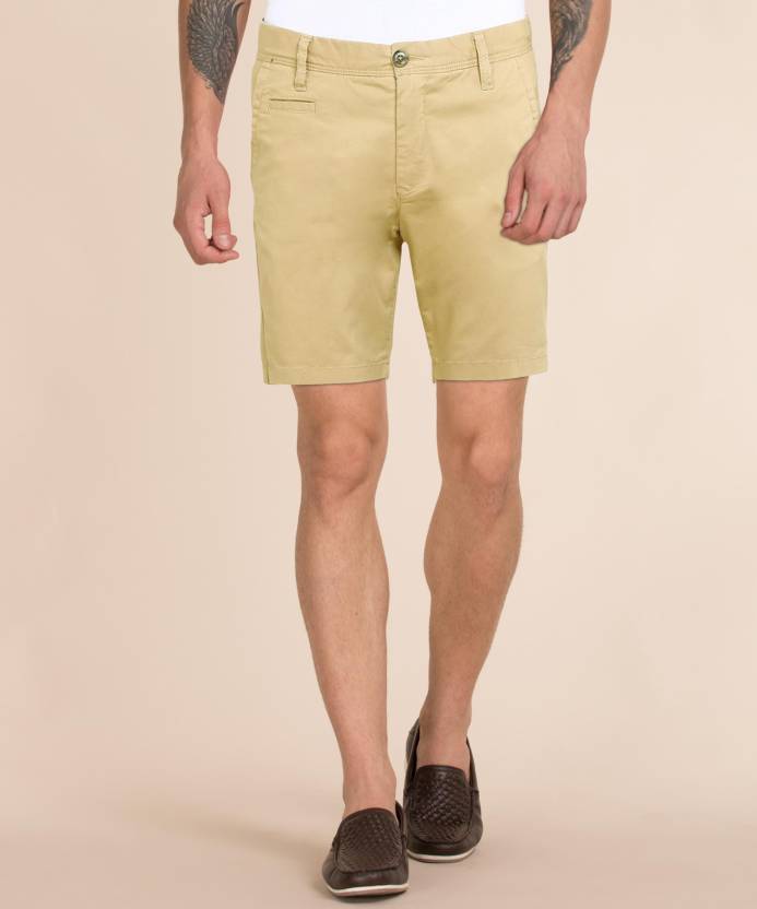FLYING MACHINE Dyed/Washed Men Khaki Chino Shorts - Buy FLYING MACHINE  Dyed/Washed Men Khaki Chino Shorts Online at Best Prices in India |  