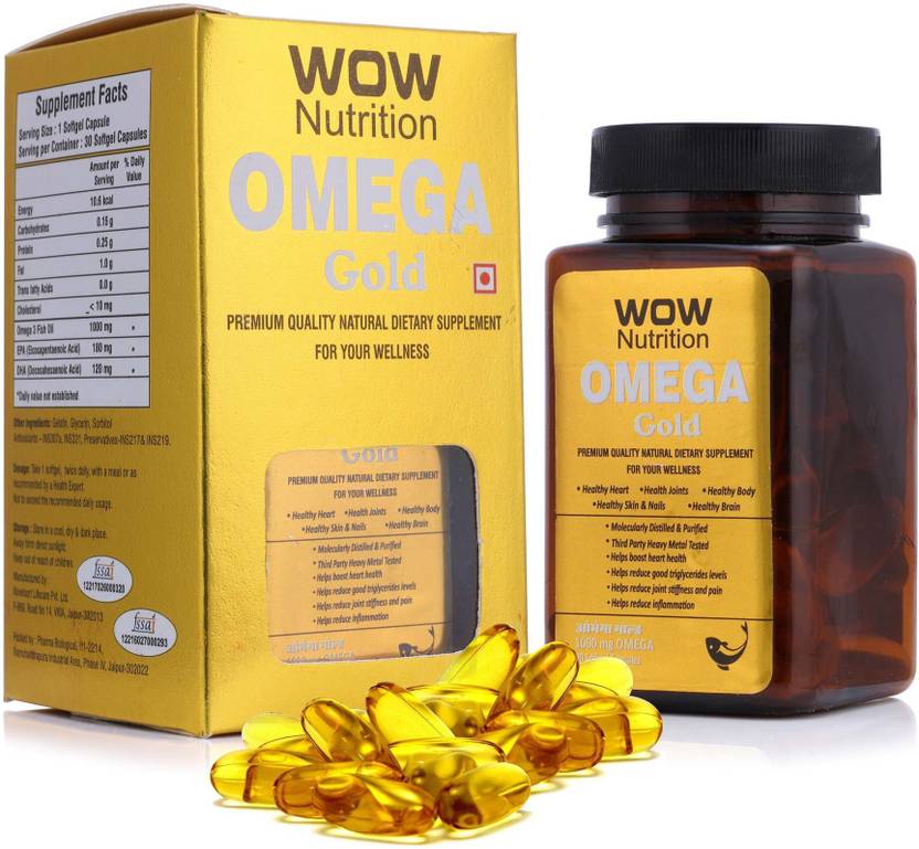 WOW Nutrition Omega Gold Fish oil 1000MG Omega 3 for brain, heart and