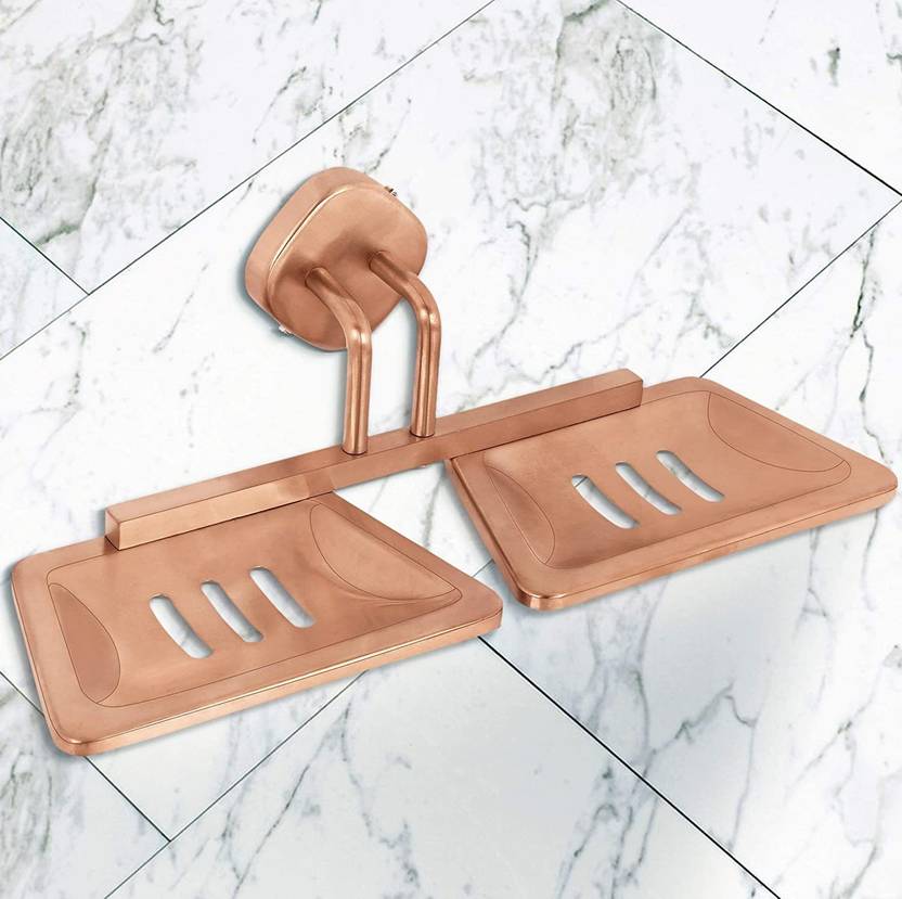 DOCOSS Rose Gold Double Soap Dish for Bathroom Wall / soap holder wall