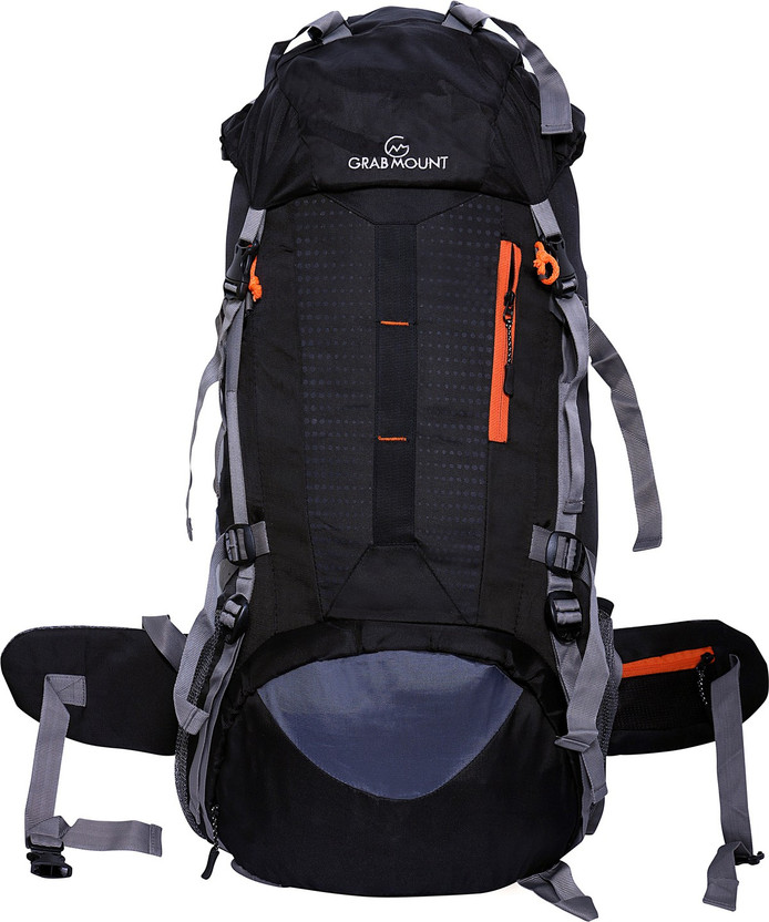 GRABMOUNT GRABMOUNT Hiking Bag 65 litres Rucksack Travel Backpack for Adventure Camping Trekking Bag with Rain Cover & Shoes Compartment - BLACK Rucksack  - 65 L(Black) - Flipkart Deal