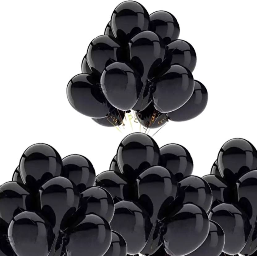 Flipkart.com | Dul Dul Solid Metallic Ballons Black color latex ...