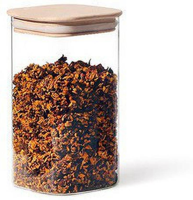 DIYORA S 1 Piece Square Airtight Clear Glass Jar Set, Clear Food ...