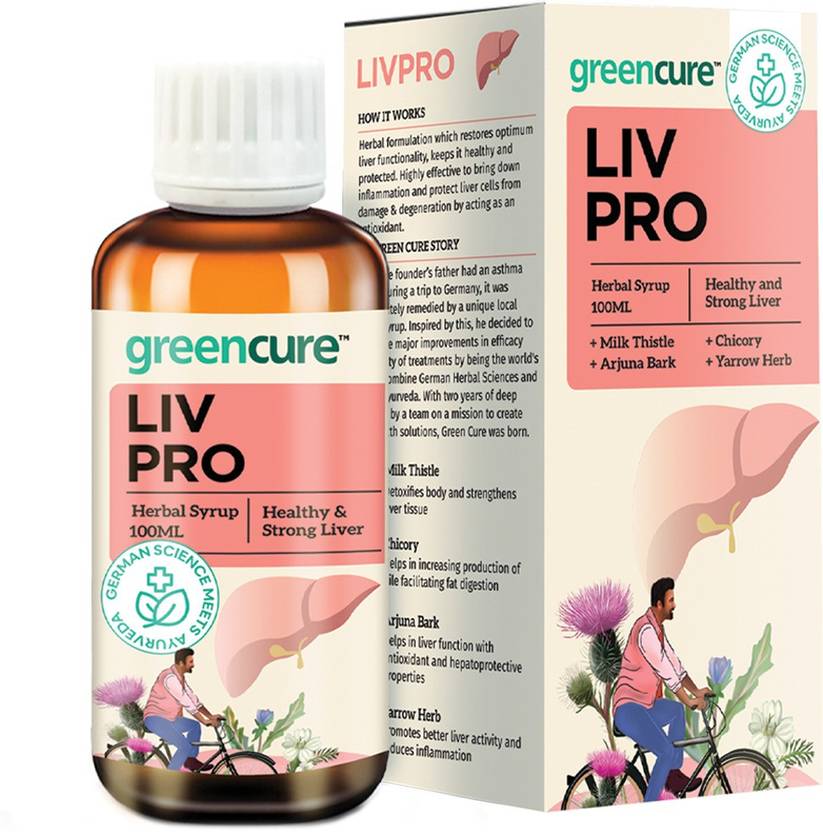 GREEN CURE Livpro Herbal Alcohol Detox for Liver with Milk Thistle and Arjuna Bark, German