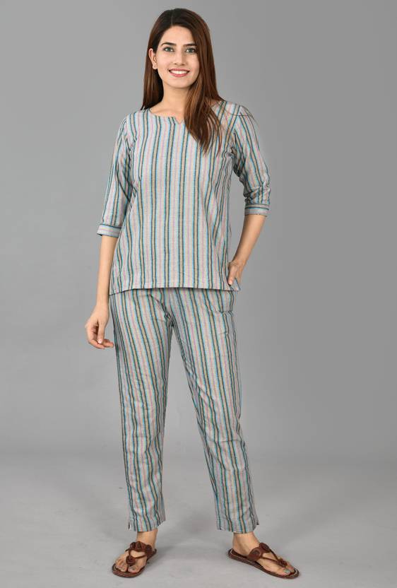 YESGUYS Women Striped Multicolor Night Suit Set Price in India - Buy YESGUYS Women Striped Multicolor Night Suit Set at Flipkart.com Night Suit Set