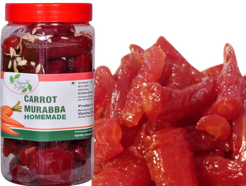 Natural Diet Premium Quality Mothermade Homemade Carrot Murabba Along with Almond 1Kg (Carrot