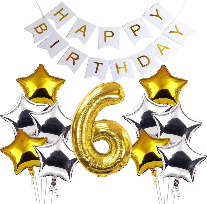 FANEX Solid 6th Happy Birthday Balloons Decoration Kit