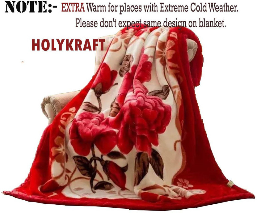 HOLYKRAFT Floral Double Mink Blanket for  Heavy Winter(Microfiber, Multicolor)