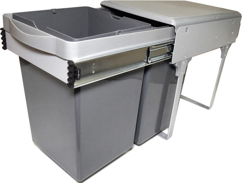 DBR Plastic Sliding Pull Out Storage Kitchen Cabinet Waste Bin (250 x 452 x 365 mm) Dustbin Plastic, Iron Dustbin(Grey)