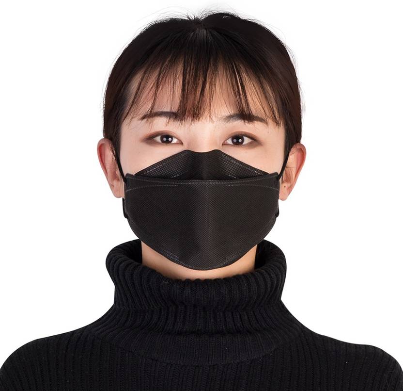 Saifee KF94 Pack Of 8 Black Color Korean Style Fish Shape Premium High