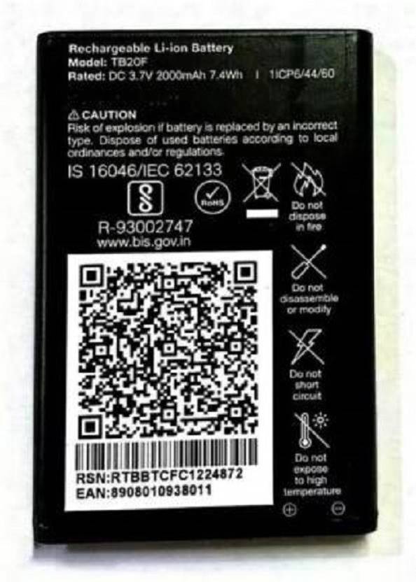 TECHQPMENT Mobile Battery For Jio Jio phone (TB20F) JioPhone
