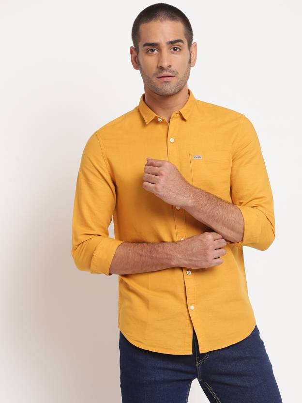 Wrangler Men Solid Casual Yellow Shirt - Buy Wrangler Men Solid Casual Yellow  Shirt Online at Best Prices in India 