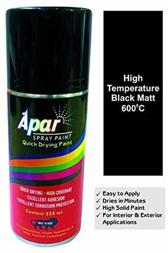 apar Heat Resistant Spray Paint Can MATT BLACK 225 ml, For High Heat