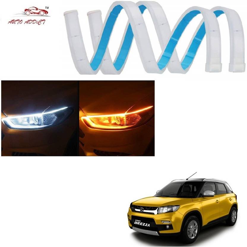 AuTO ADDiCT Car Headlight LED DRL Daytime Running Light (Turn Signal Yellow,White) For Maruti