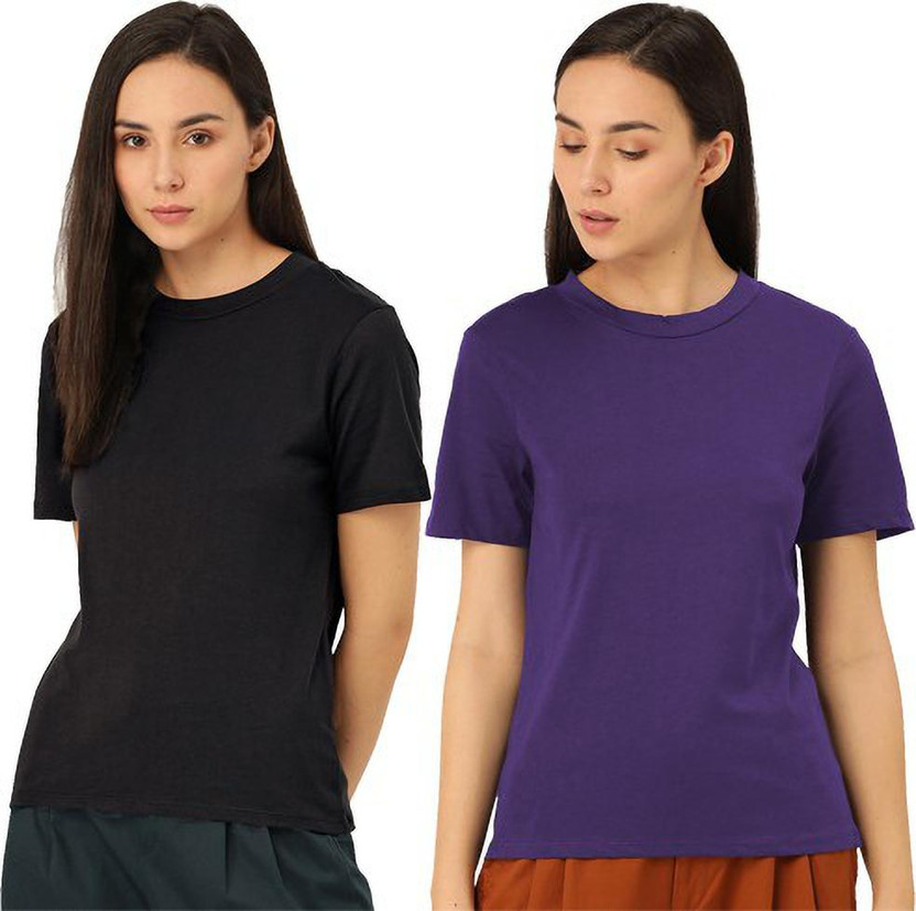 Black and purple shirt women's Clearance