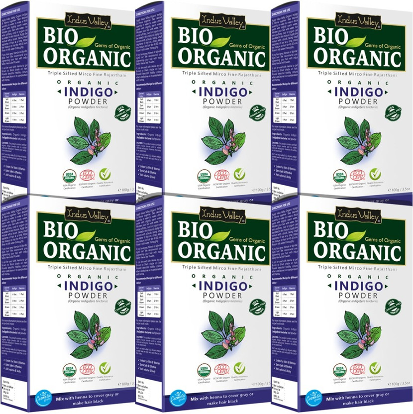 Indus Valley Bio Organic Indigo Powder Henna, Indigofera Tinctoria For Hair Color & Hair Care(600 g)