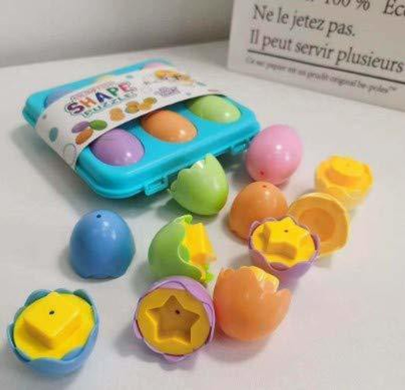 Litvibes Creative Eggs Fun Shape & Color Matching Toys with Lockable Case for Kids & Toddlers - 6 Eggs