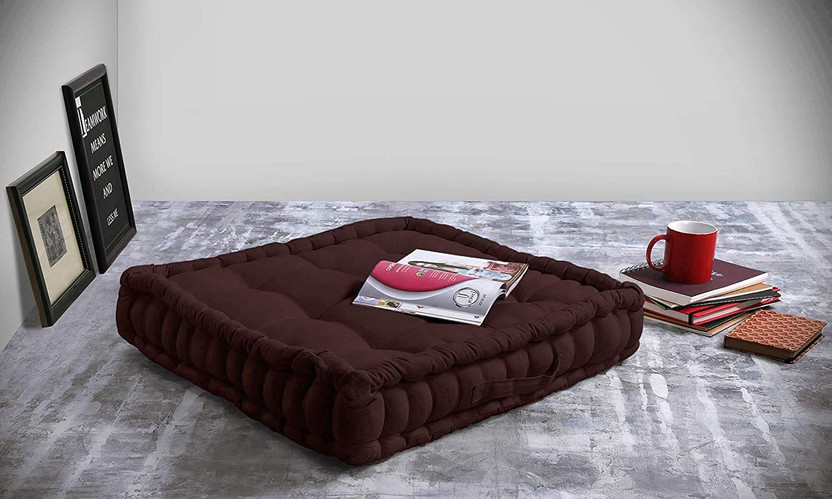 DCT Microfibre Floor Cushion Pack of 1 Solid(COFEE)