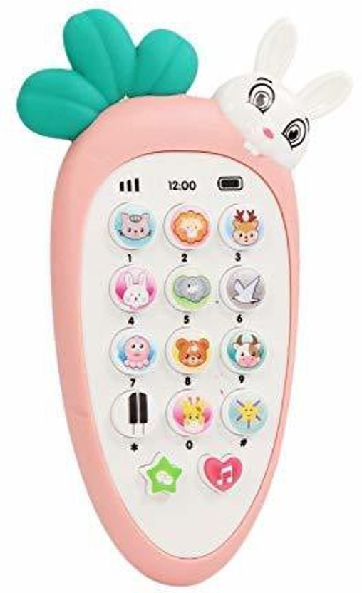 INDIAN LIFESTYLE Electronic Learning 3D Digital Smart Mobile Phone with Touch Screen Feature, Radish Rabbit Mobile Phone with Sound and Light for Babies, Kids, Boys or Girls (Raabit Mobile Phone)(Pink)