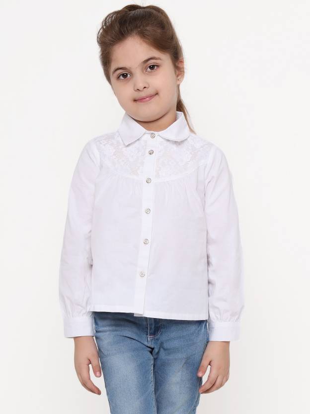 NautiNati Girls Solid Casual White Shirt - Buy NautiNati Girls Solid Casual  White Shirt Online at Best Prices in India 