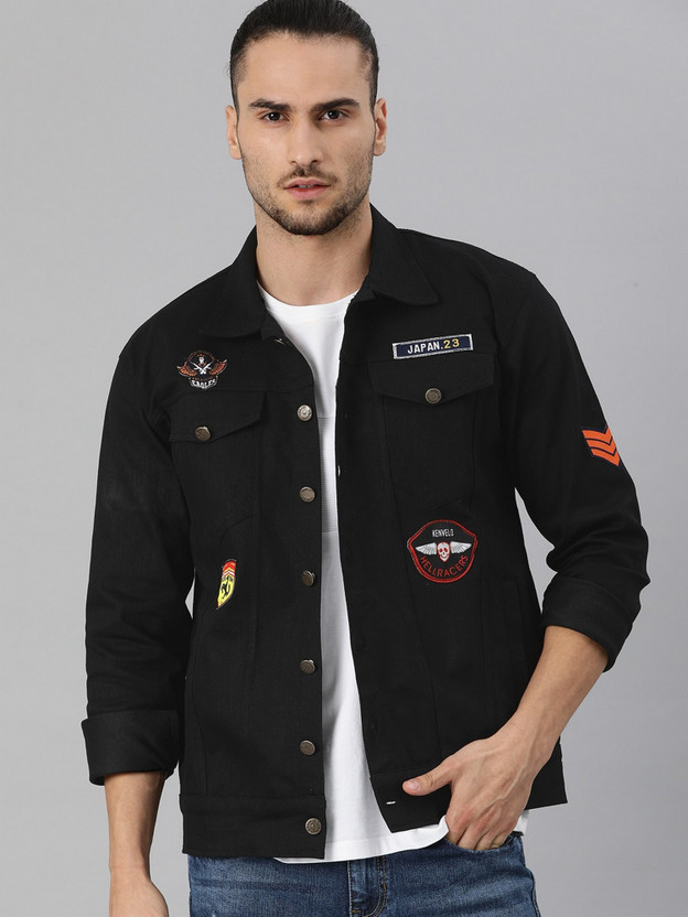 Sleeve Solid Men Denim Jacket 