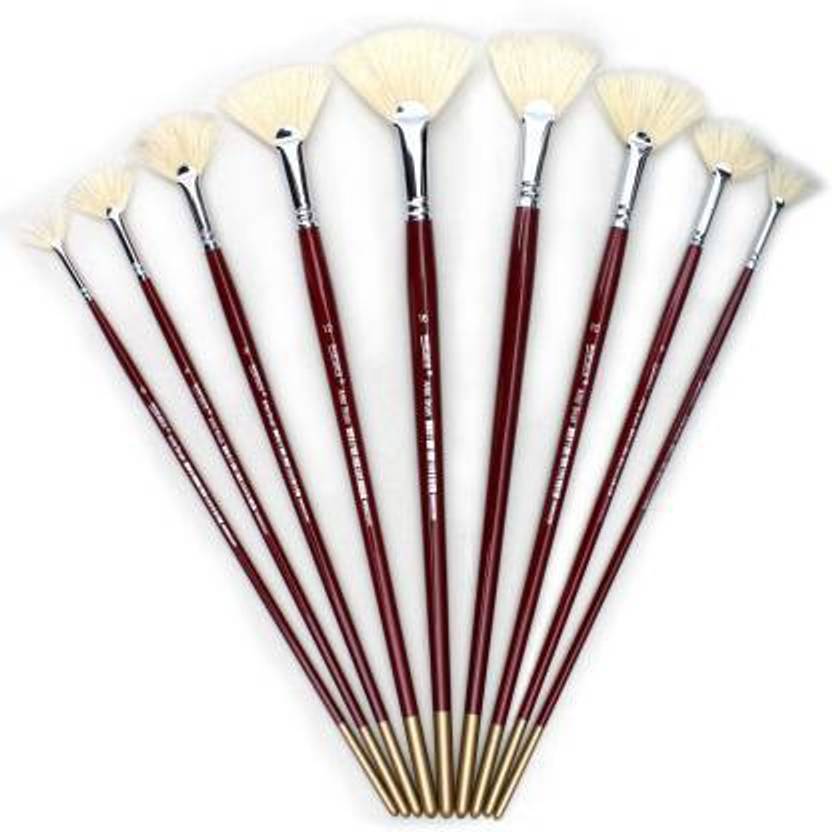 Authentic Store Long Handle White Bristles Fan Paint