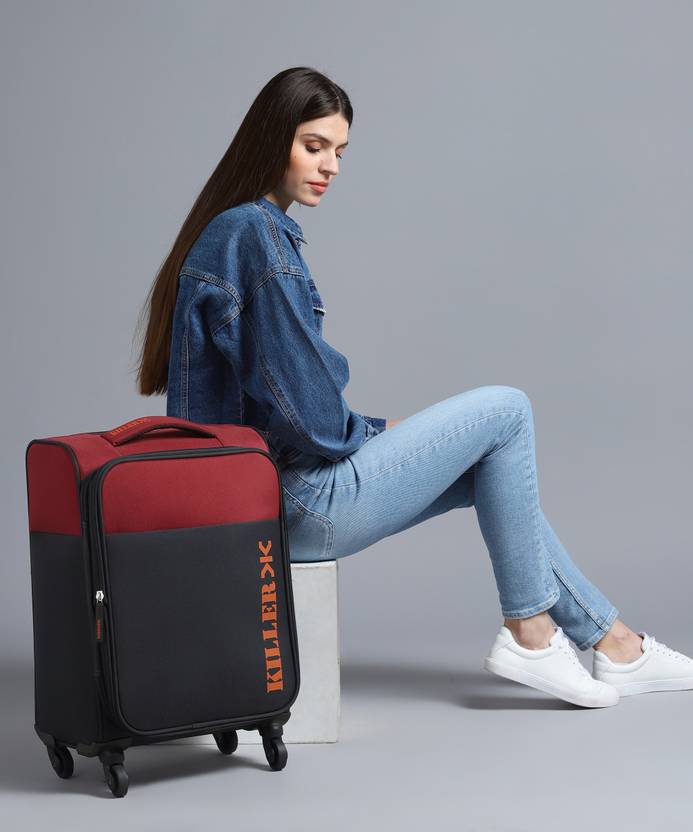 KILLER Plug Expandable Cabin Suitcase 22 inch Dk.Grey, Red Price in