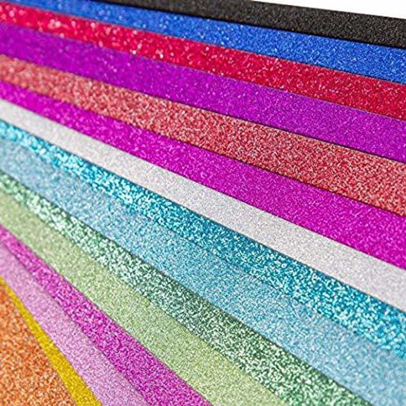 Eclet A4-10 Sheet Glitter Sheets non adhesive Art & Craft Glitter Sheet Paper (Colour Sheet) for Craft,Multicolor A4 200 gsm Coloured Paper(Set of 180, Multicolor)