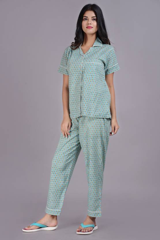 Prasha Women Printed Light Blue Shirt & Pyjama set Price in India - Buy  Prasha Women Printed Light Blue Shirt & Pyjama set at Flipkart.com Shirt &  Pyjama set