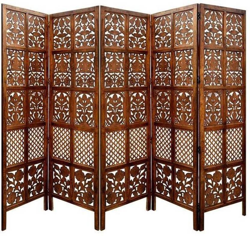 Decorhand Handcrafted 5 Panel Wooden Room Partition & Room Divider