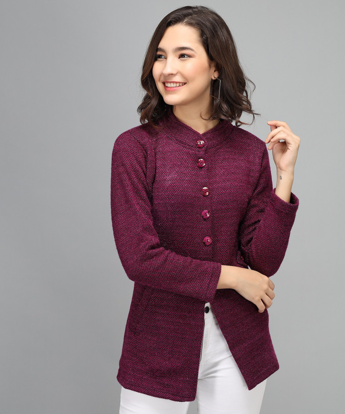Round Neck Casual Women Purple Sweater 