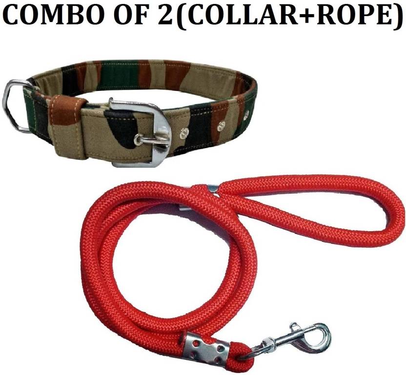 Hachiko Premium Quality Combo of 2 Dog Collar+Rope For All