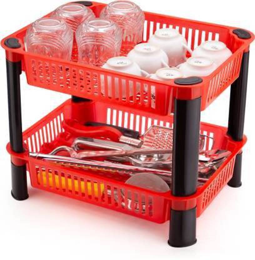 RANIC Rack Premium Plastic 2 Steps Kitchen Stand Rack Basket for Office