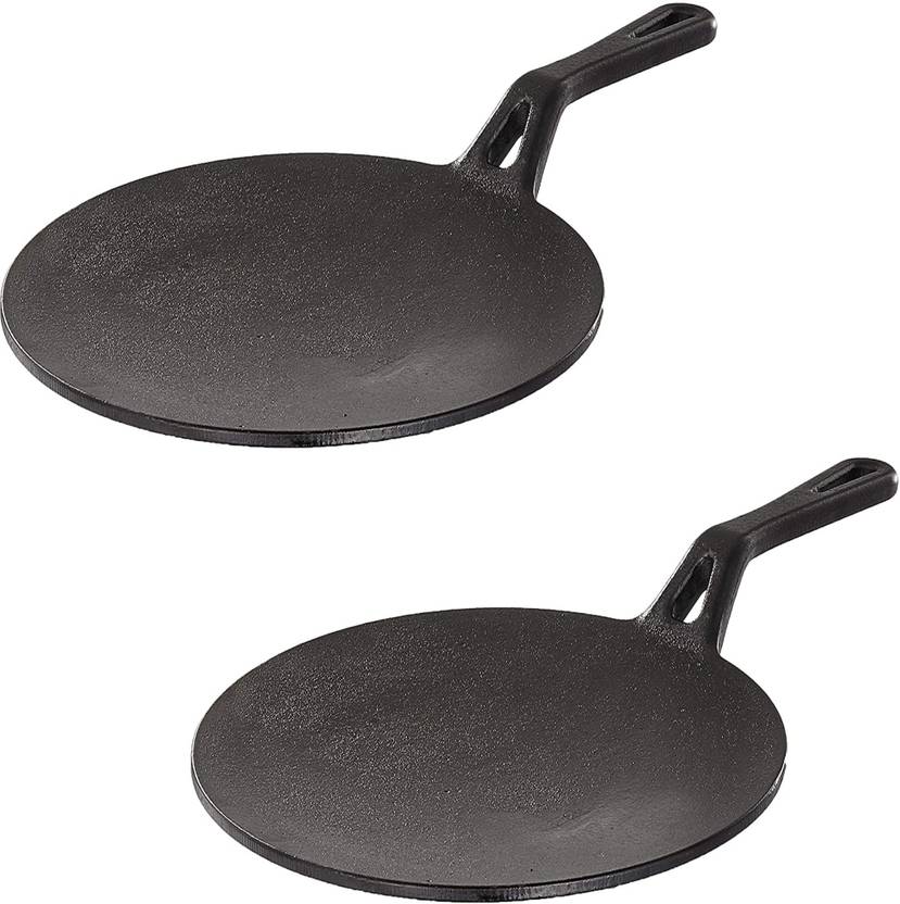 Highkind Pre Seasoned Cast Iron Roti Tawa With Long Handle Tawa 25 Cm highkind-pre-seasoned-cast-iron-roti-tawa-with-long-handle-tawa-25-cm