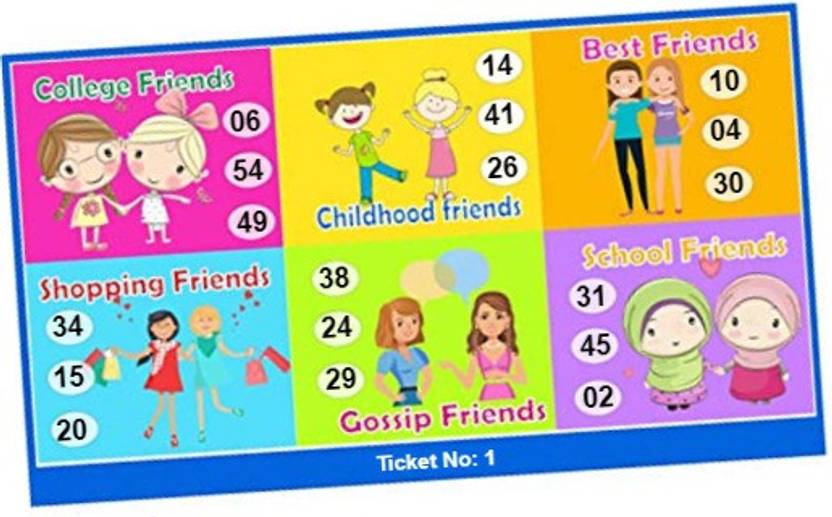 Tambola Tickets Friendship Day Ticket Design 1 (Girls) Theme Bingo
