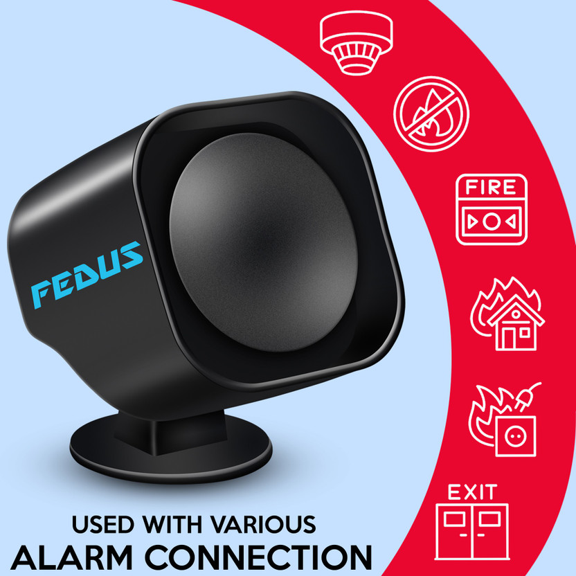 Fedus 220v -110 DB Industrial Security Sound Alarm Buzzer Siren Hooter Security Loud Sound Alarm for Bank, Factories, Hospitals, Mines, fire Alarm, Security System, Ambulance,Pack-1 Black Car Anti Sleep Alarm