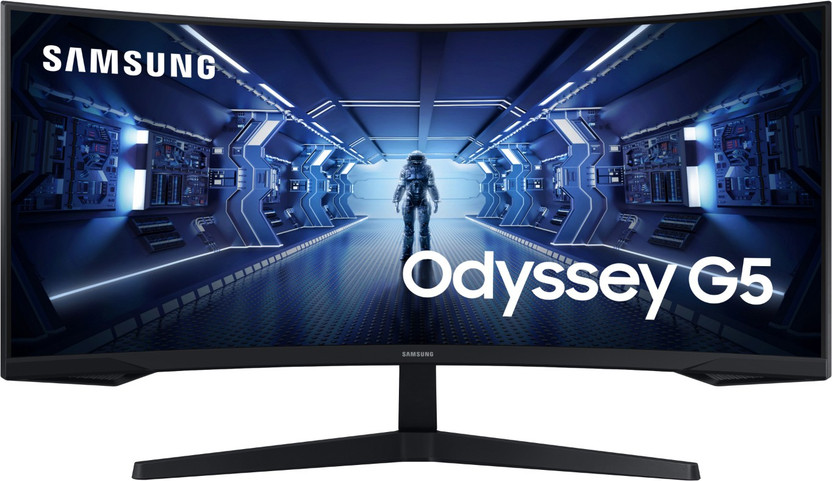 Samsung Odyssey G5 Curved 86.4 cm (34 inch) Curved WQHD VA Panel with HDR 10, Game Style UI, Borderless UltraWide Gaming Monitor (LC34G55TWWWXXL)(AMD Free Sync, Response Time: 1 ms, 165 Hz Refresh Rate)