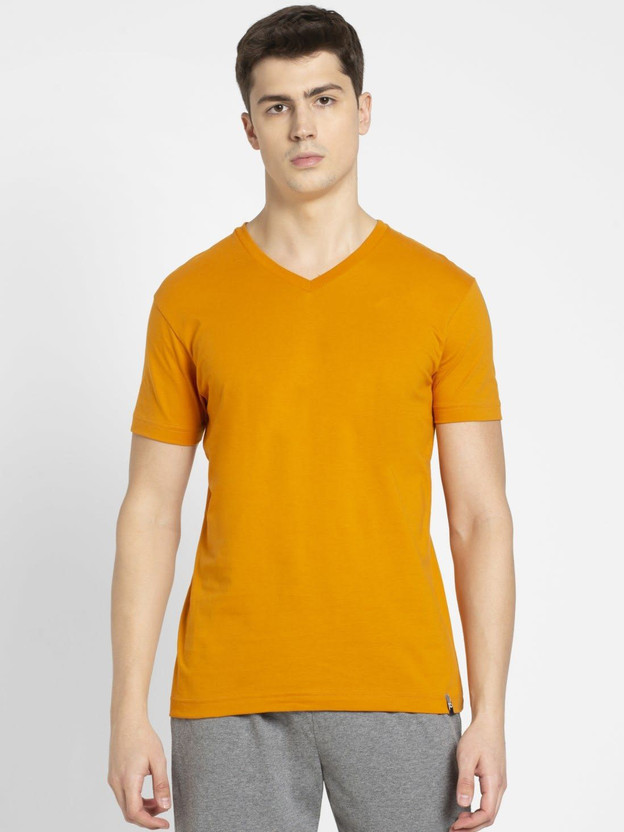 Yellow t shirt v neck clearance