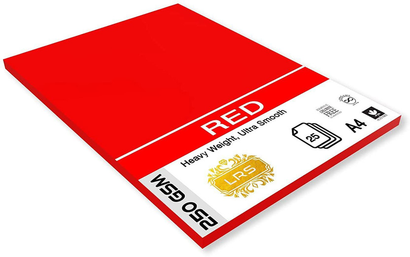 LRS Red Sheet A4 Plain A4 250 gsm A4 paper(Set of 25, Red)