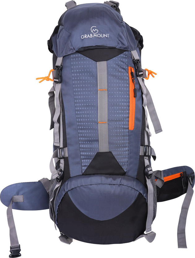 GRABMOUNT Hiking Bag 65 litres Rucksack Travel Backpack for Adventure Camping Trekking Bag with Rain Cover & Shoes Compartment - Grey Rucksack  - 65 L(Grey)