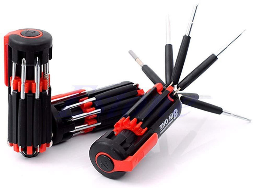 VINMOT VINMOT 8 in 1 Multi Screwdriver with LED Torch Combination Screwdriver Set(Pack of 1)