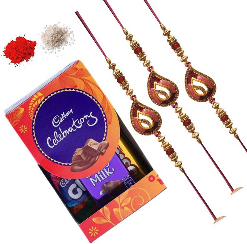Ganache Rakhi with Chocolate ComboCADSMALLSJ3Rakhi Set Assorted Gift