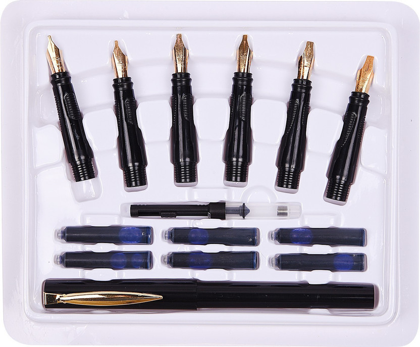 ATLAS 22 Carat Gold Plated Nibs and Pen Set for Calligraphy(Ink Color - Blue)
